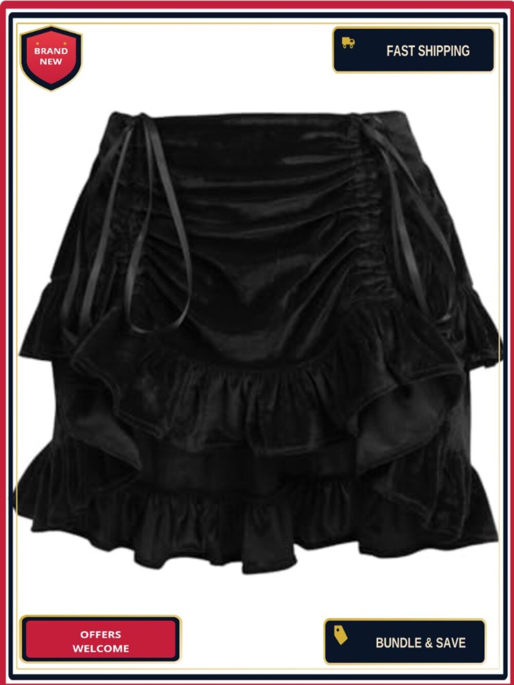 Velvet Ruched Bustle Skirt Adjustable Dance Costume Exotic Apparel
